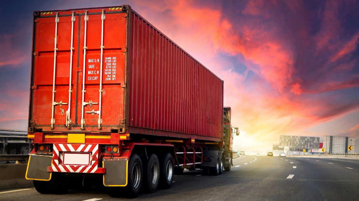 Heavy Duty Truck Driving Into Sunset