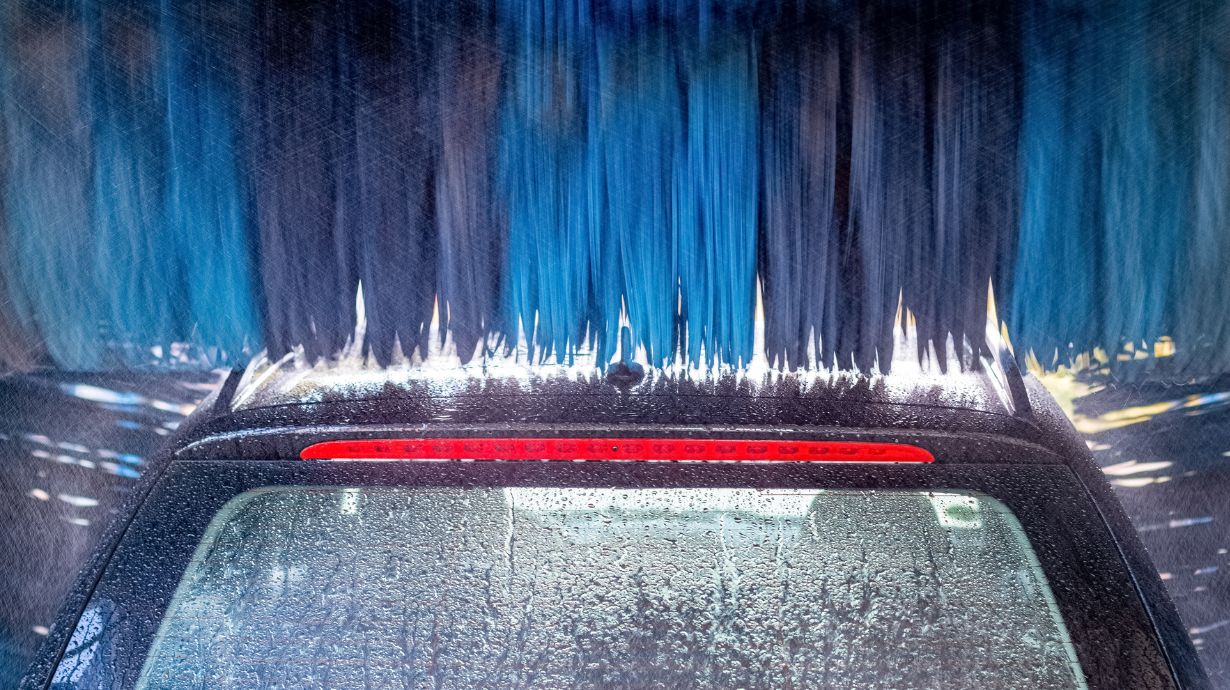 Car Tail Lights in a Car Wash
