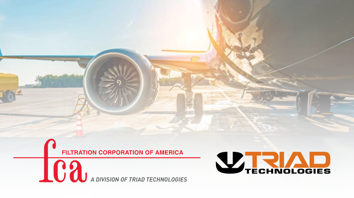 Image of airplane being fueled with Filtration Corporation of America logo