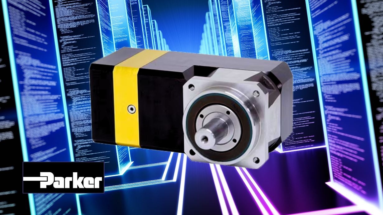 Parker Gearbox on digital blue and purple background