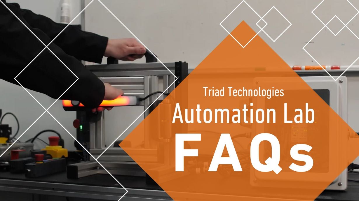 Automation Lab Photo with Orange Automation Lab FAQ Text Overlay