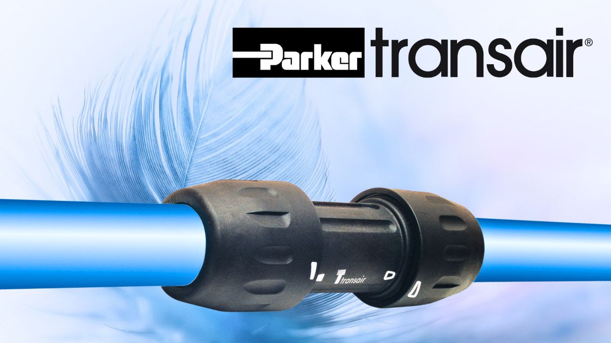 Transair pipe and logo on feather background