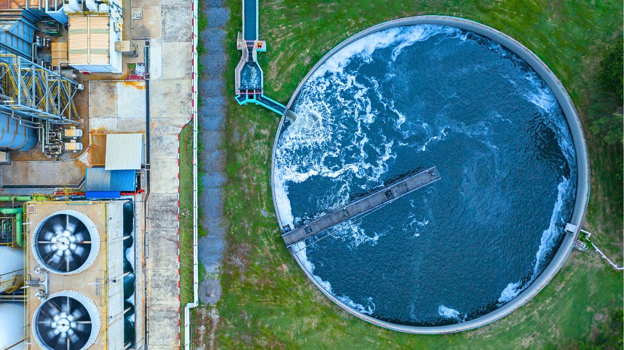 Arial view of a water treatment plant